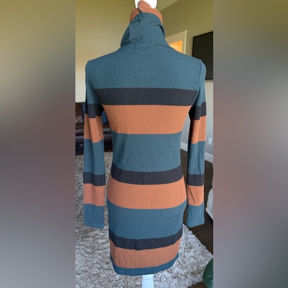 Sanctuary Striped Long Sleeve Dress, Brown, Teal and Black Size XS, NWT - Picture 3 of 7